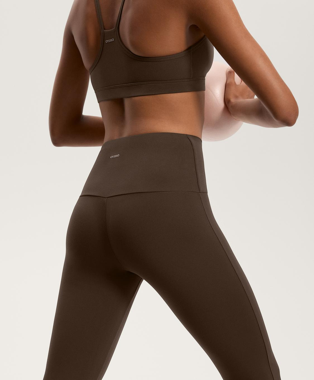 OYSHO Брюки клеш с высокой посадкой Flare Comfortlux High Rise, темно-коричневый