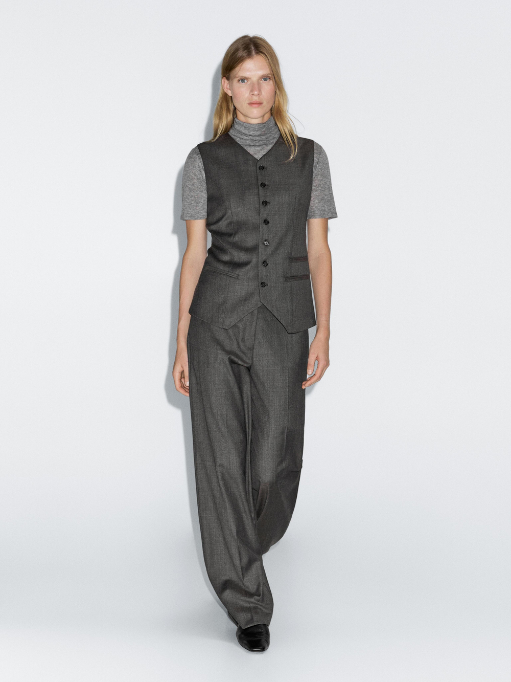 Massimo Dutti Жилет из 100% шерсти, серый