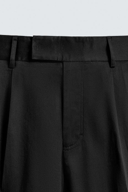 ZARA БРЮКИ RELAXED FIT СО СКЛАДКАМИ, ЧЕРНЫЙ