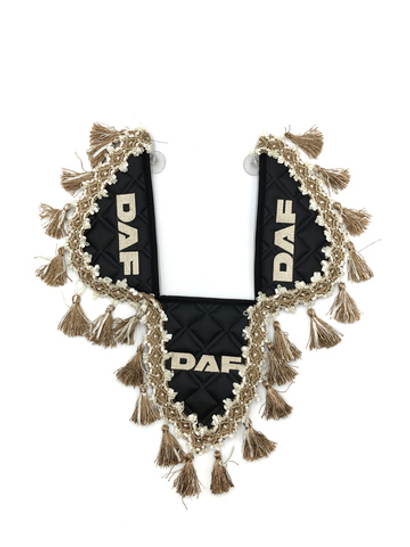 Вымпел тройной DAF (экокожа, черный с бежевыми кисточками)