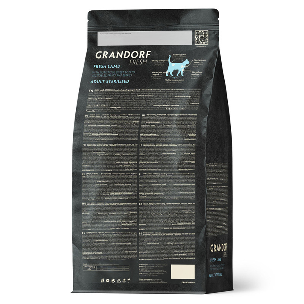 Сухой корм Grandorf Fresh с ягненком и бататом для стерилизованных кошек 2 кг (Грандорф Фрэш)