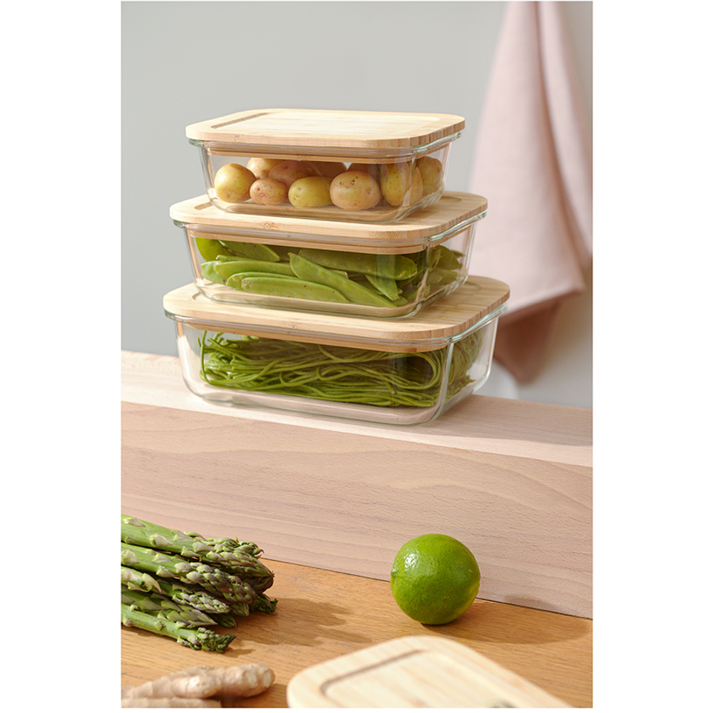 Контейнер для запекания и хранения eco store с крышкой из бамбука, 640 мл