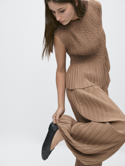 Massimo Dutti Складчатые брюки-саруэль, оливковый