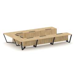 Steel Meet Стол переговорный П-образный KD-PR.B.SP-15P Тиквуд Светлый/Металл Черный 4800*3200*750