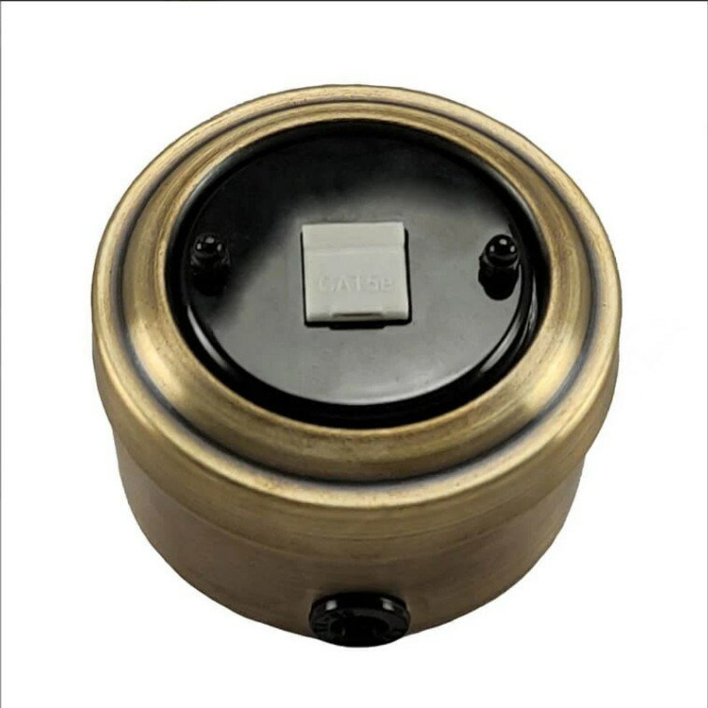 Ретро розетка компьютерная RJ45, Cat.5E, Бронза, VINTAGE Metal М1-27-21 / Компьютерная