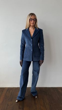 Брюки вельветовые голубые