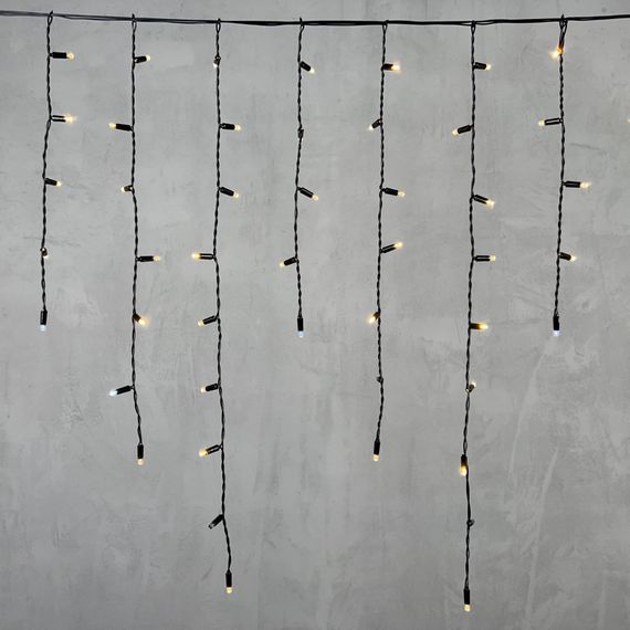 Светодиодная бахрома с колпачком 3,2*0,9 м., 180 теплых белых LED ламп, мерцание, черный провод ПВХ, IP65, LTC (PIL180BLWCAP-11-2WW)