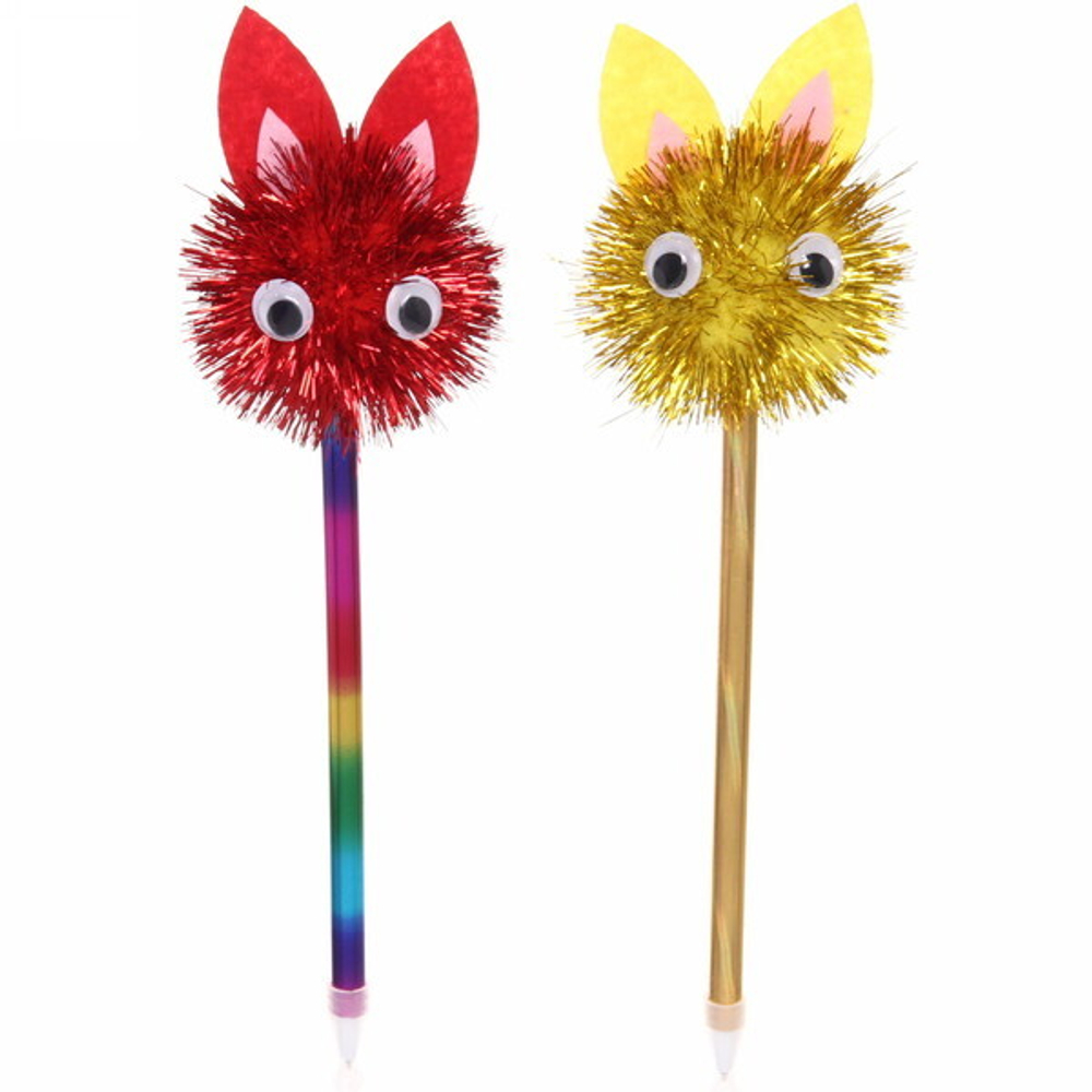 Ручка шариковая «Новогодние пушистики», 2 дизайна, 22,5 см (инд. пакет с подвесом)