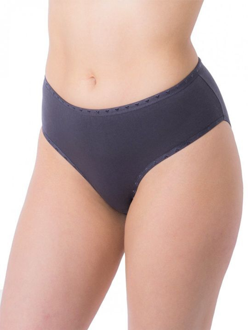 Классические женские слипы с сердечками на бейке (Размер: XXL) (Цвет: черный)