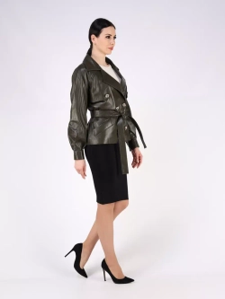 Кожаная куртка осень Турция тренч короткий