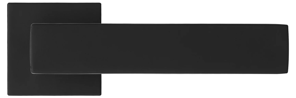 Ручка дверная MIRA MH-54-S6 BL раздельная на квадратной розетке, цвет черный, ЦАМ