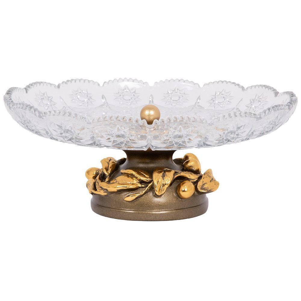 Фруктовница-конфетница Oliva Branch (Олива Бранч) со стеклянной чашей Бронза