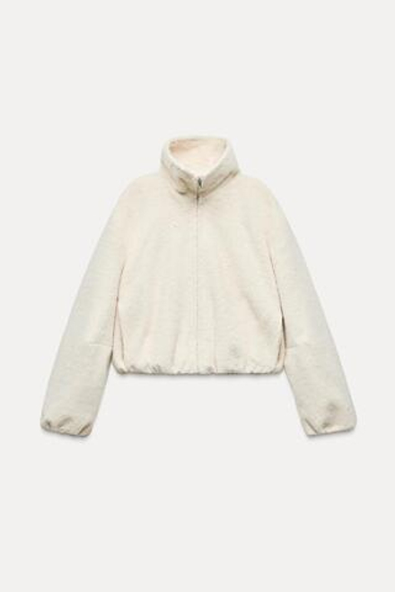 ZARA КУРТКА ИЗ МЯГКОЙ ТКАНИ, ЭКРЮ