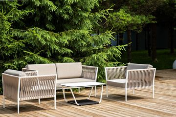 "Касабланка" лаунж-зона плетеная из роупа 4-местная, цвет серо-коричневый