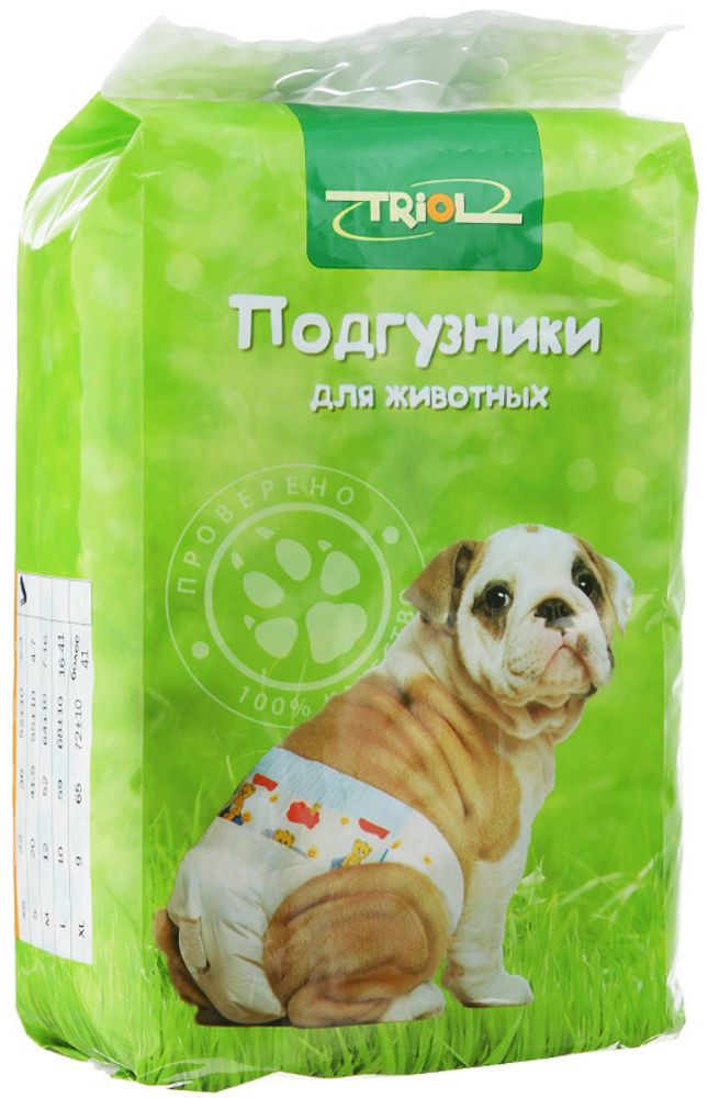 Подгузники TRIOL для собак M, 12 шт, 7-15 кг