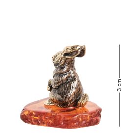 Народные промыслы AM-1530 Фигурка «Зайчик» (латунь, янтарь)