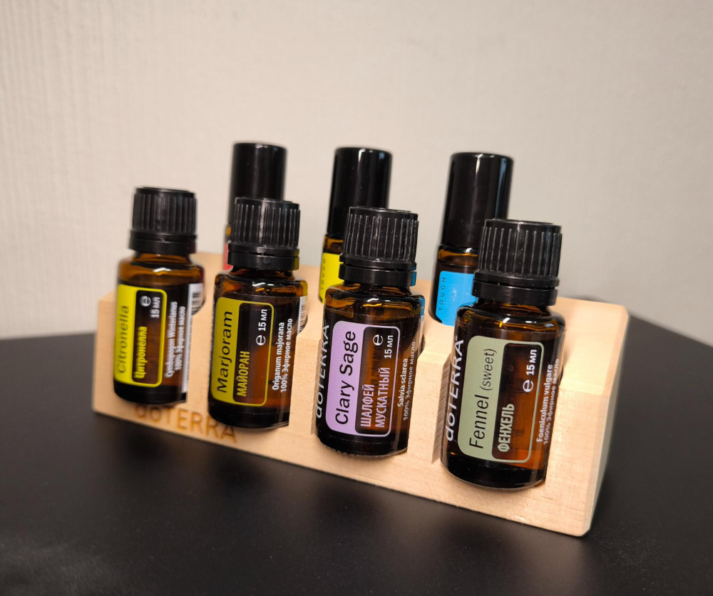 Деревянная подставка для масел doTERRA (для 3 роллеров и 4 масел по 15 мл)