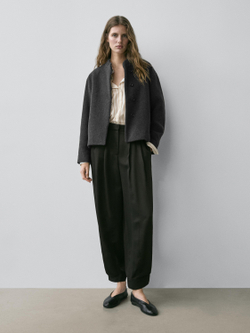 Massimo Dutti Куртка из смесовой шерсти с воротником, серый