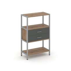Shelf System Односекционный стеллаж трехярусный с ящиками SN.STM-312 Дуб Табак/Антрацит/Металл Серый
