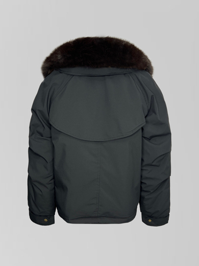 Куртка-парка Classic 8837 однотонная на молнии с воротником из меха