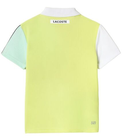 Футболка для мальчика теннисная Lacoste Recycled Pique Knit Tennis Polo Shirt - white/green/flashy yellow/navy blue