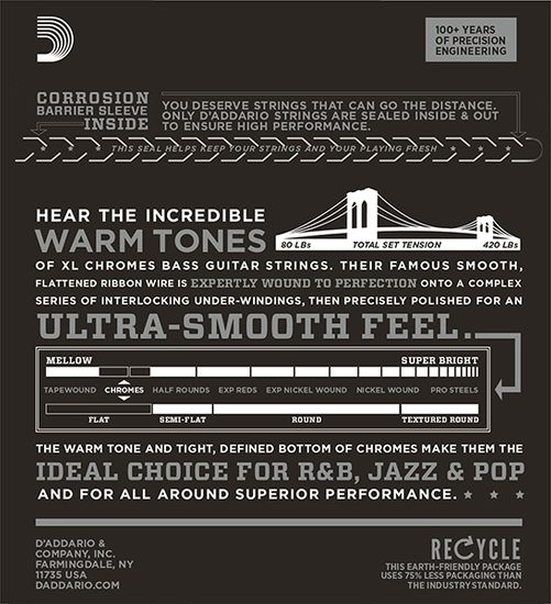 Струны для бас-гитары D'ADDARIO ECB 81