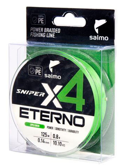 Шнур плетёный Salmo Sniper х4 ETERNO BRAID Apple Green 125/014
