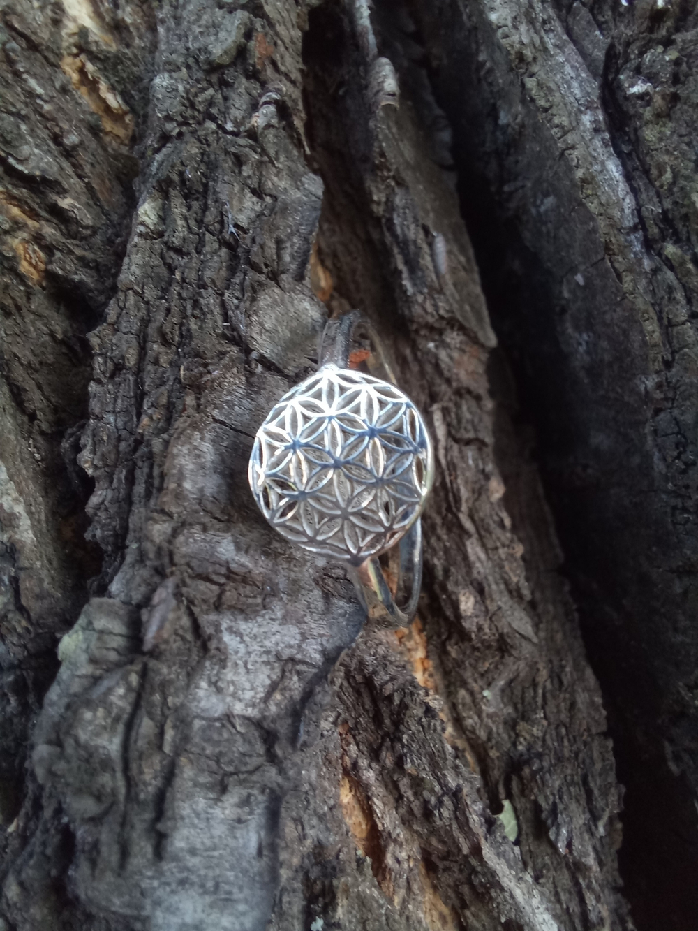 Кольцо ЦВЕТОК ЖИЗНИ малый, серебро