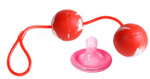 Анально-вагинальные шарики со смещенным центром тяжести Duo Balls красного цвета (Цвет: красный с белым)