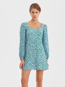 Платье мини с фигурным лифом "Фиалки"