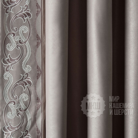 Готовые шторы с вышивкой ВАЛЛЕРИ (арт. BL01-248-02) - (200х270)х2 см. - капучино