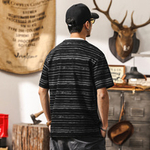 Футболка двойная обманка с разрезом, полосатая