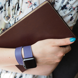 Ремешок для Apple Watch 44/45/49мм ST Double Strap из кожи теленка, цвета сирени