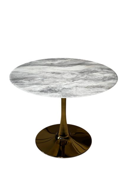 Стол обеденный Ist Casa круглый Остин, 100х76 см, светло-серый мрамор, золото