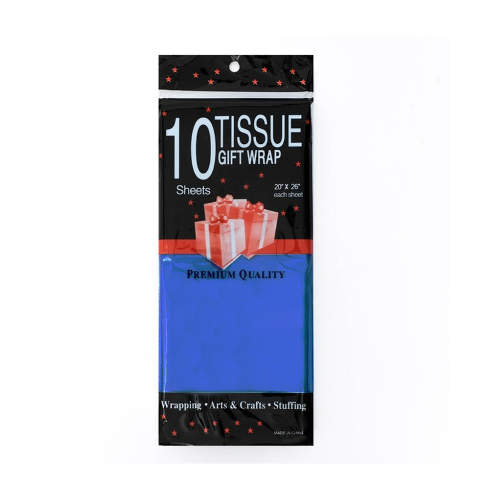 Бумага упаковочная тишью Синяя / листы 10 шт, 50*66 см