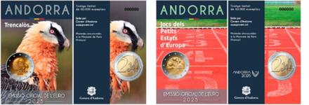 Андорра 2 евро, 2025 Набор 2 монеты Бородач и Игры малых государств Европы 2025