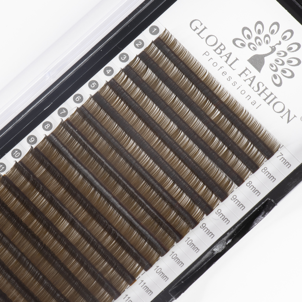 Набор ленточных ресниц Global Fashion Premium Lashes микс (7-13 мм) C 0.07, темный шоколад