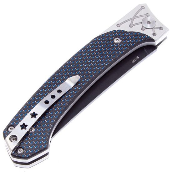 Складной нож Reptilian Пчак-1 blue c клинком из стали D2, рукоять карбон