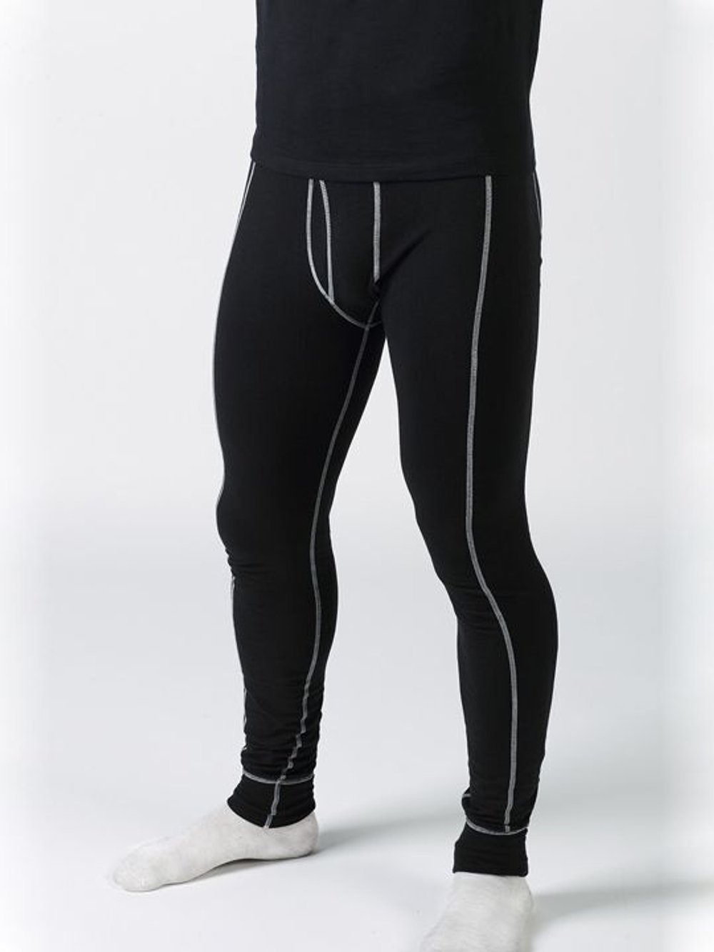 Мужские кальсоны с контрастной строчкой (Размер: L) (Цвет: черный)