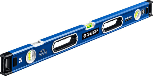 Мощный магнитный уровень ЗУБР 800 мм с рукоятками и зеркальным глазком Эксперт-М