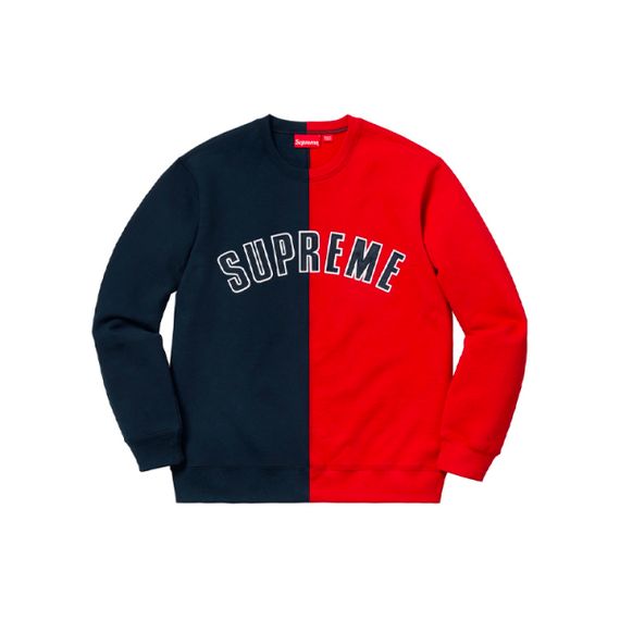 Supreme FW18 Split Crewneck Sweatshirt Navy