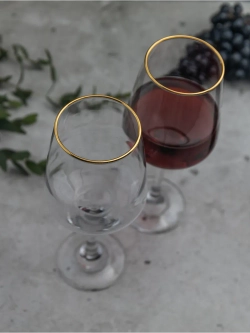 Набор бокалов для вина, 450 мл, 6 шт. с золотой каймой