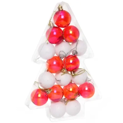 Набор украшений «Легенды зимы» 4 см (набор 17 шт), Белый, красный