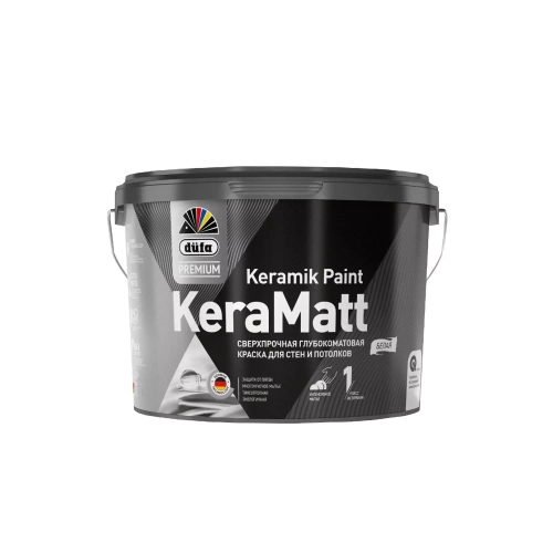 Краска для стен и потолков сверхпрочная Dufa Premium KeraMatt Keramik Paint глубокоматовая база 1