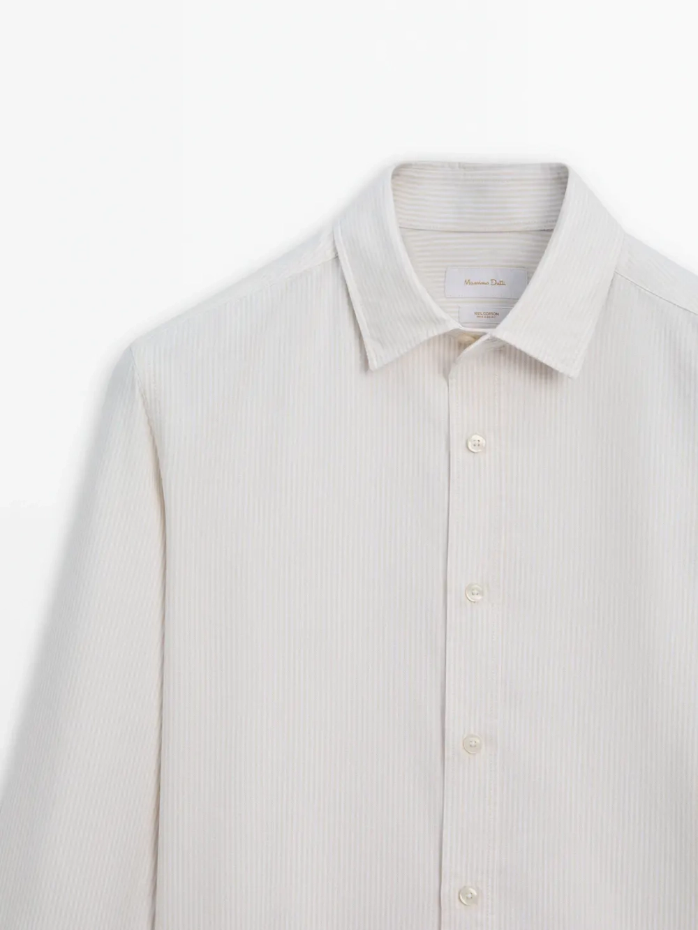 Massimo Dutti Рубашка оксфорд из 100% хлопка в полоску, бежевый