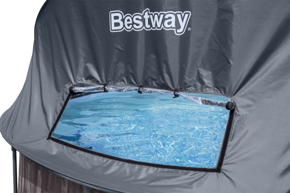 Каркасный бассейн Bestway 366х122 см + фильтр-насос 2006 л/ч, лестница, тент, навес (5619K BW)