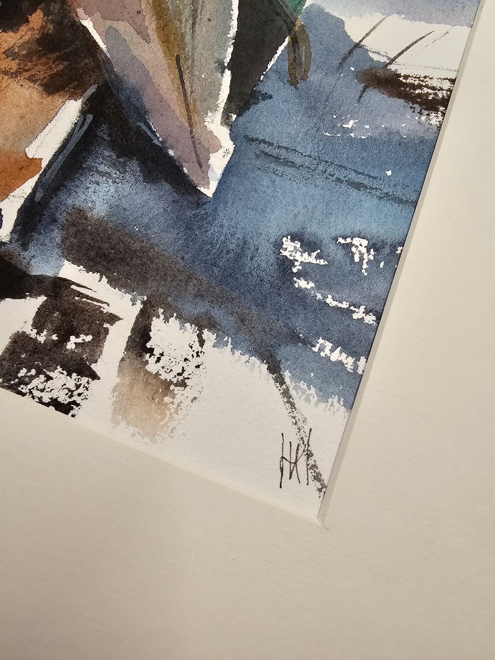 Картина авторская акварельная в паспарту 30х40 см на стену для интерьера "Орхидея"