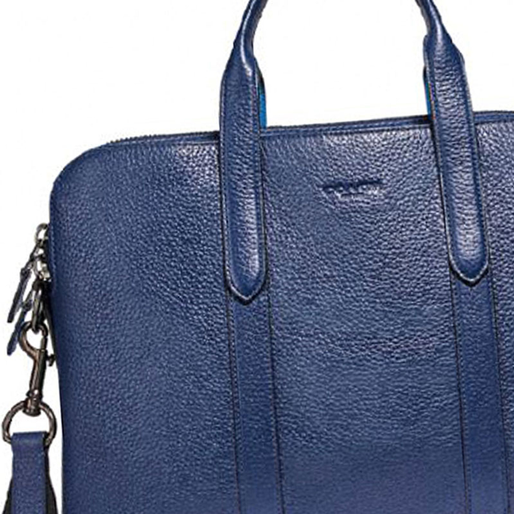 COACH Leather Briefcase, Laptop Bag, Shoulder Bag, Crossbody Bag, Handbag Large Men"s Blue