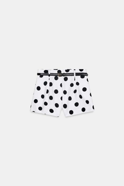 ZARA ШОРТЫ-БЕРМУДЫ С ВЫСОКОЙ ПОСАДКОЙ И РЕМНЕМ, БЕЛЫЙ/ЧЕРНЫЙ
