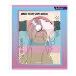 Тетрадь 48л., А5, клетка, Alingar "Positive girls", скрепка, мелованный картон (стандарт), блок офсет, 4 дизайна в пленке т/у